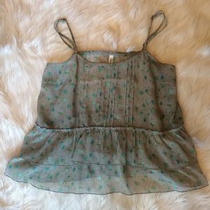 Aeropostale sheer floral print gray tank